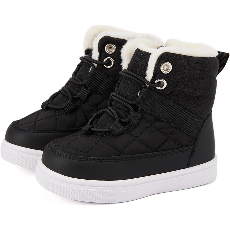 imageBMCiTYBM Baby Snow Boots Boys Girls Winter Infant Shoes AntiSlip 6 9 12 18 24 Months Faux FurDark Black