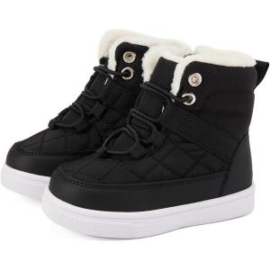 imageBMCiTYBM Baby Snow Boots Boys Girls Winter Infant Shoes AntiSlip 6 9 12 18 24 Months Faux FurDark Black