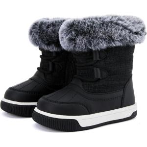 imageBMCiTYBM Toddler Boy Girl Snow Boots Waterproof Winter Warm Shoes Baby High Top Nonslip Lightweight Outdoor Sneakers for Cold Weather InfantToddlerAblack