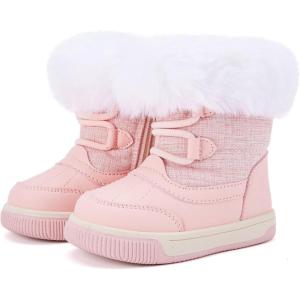 imageBMCiTYBM Toddler Boy Girl Snow Boots Waterproof Winter Warm Shoes Baby High Top Nonslip Lightweight Outdoor Sneakers for Cold Weather InfantToddlerApink