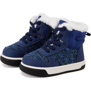 imageBMCiTYBM Toddler Boy Girl Snow Boots Waterproof Winter Warm Shoes Baby High Top Nonslip Lightweight Outdoor Sneakers for Cold Weather InfantToddlerBnavy