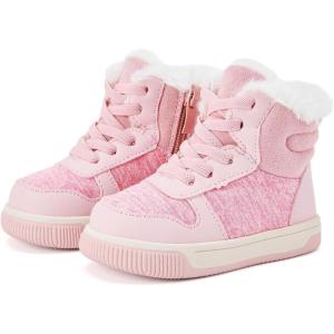 imageBMCiTYBM Toddler Boy Girl Snow Boots Waterproof Winter Warm Shoes Baby High Top Nonslip Lightweight Outdoor Sneakers for Cold Weather InfantToddlerBpink
