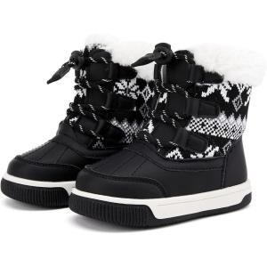 imageBMCiTYBM Toddler Boy Girl Snow Boots Waterproof Winter Warm Shoes Baby High Top Nonslip Lightweight Outdoor Sneakers for Cold Weather InfantToddlerCblack