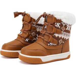 imageBMCiTYBM Toddler Boy Girl Snow Boots Waterproof Winter Warm Shoes Baby High Top Nonslip Lightweight Outdoor Sneakers for Cold Weather InfantToddlerCbrown