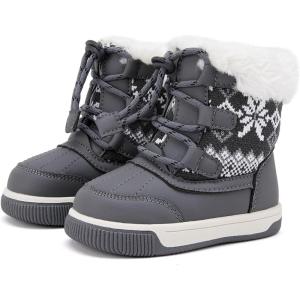 imageBMCiTYBM Toddler Boy Girl Snow Boots Waterproof Winter Warm Shoes Baby High Top Nonslip Lightweight Outdoor Sneakers for Cold Weather InfantToddlerCgrey