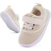 imageBMCiTYBM Baby Walking Shoes Infant Boy Girl First Walker Sneakers Breathable Lightweight NonSlip Barefoot Shoes 6 9 12 18 24 Months1 Strap Beige