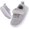 imageBMCiTYBM Baby Walking Shoes Infant Boy Girl First Walker Sneakers Breathable Lightweight NonSlip Barefoot Shoes 6 9 12 18 24 Months1 Strap Grey