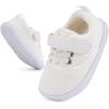 imageBMCiTYBM Baby Walking Shoes Infant Boy Girl First Walker Sneakers Breathable Lightweight NonSlip Barefoot Shoes 6 9 12 18 24 Months1 Strap White