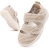 imageBMCiTYBM Baby Walking Shoes Infant Boy Girl First Walker Sneakers Breathable Lightweight NonSlip Barefoot Shoes 6 9 12 18 24 Months2 Strap Camel