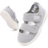 imageBMCiTYBM Baby Walking Shoes Infant Boy Girl First Walker Sneakers Breathable Lightweight NonSlip Barefoot Shoes 6 9 12 18 24 Months2 Strap Grey