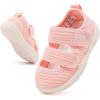 imageBMCiTYBM Baby Walking Shoes Infant Boy Girl First Walker Sneakers Breathable Lightweight NonSlip Barefoot Shoes 6 9 12 18 24 Months2 Strap Pink