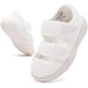 imageBMCiTYBM Baby Walking Shoes Infant Boy Girl First Walker Sneakers Breathable Lightweight NonSlip Barefoot Shoes 6 9 12 18 24 Months2 Strap White