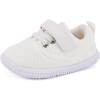 imageBMCiTYBM Baby Walking Shoes Infant Boy Girl First Walker Sneakers Breathable Lightweight NonSlip Barefoot Shoes 6 9 12 18 24 Months1 Strap White