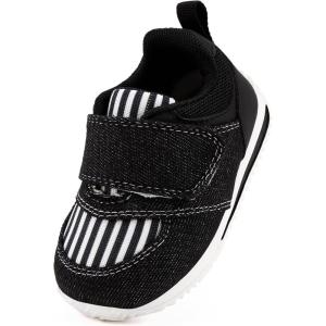 imageBMCiTYBM Baby Shoes Infant Boy Girl First Walking Shoes Toddler Lightweight NonSlip Tennis Sneakers for 6 9 12 18 24 MonthsDenim Black