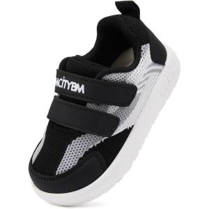 imageBMCiTYBM Baby Shoes Infant Boy Girl First Walking Shoes Toddler Lightweight NonSlip Tennis Sneakers for 6 9 12 18 24 MonthsTwotone Black