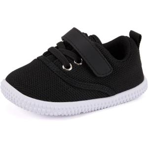 imageBMCiTYBM Baby Walking Shoes Infant Boy Girl First Walker Sneakers Breathable Lightweight NonSlip Barefoot Shoes 6 9 12 18 24 Months1 Strap Black