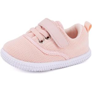 imageBMCiTYBM Baby Walking Shoes Infant Boy Girl First Walker Sneakers Breathable Lightweight NonSlip Barefoot Shoes 6 9 12 18 24 Months1 Strap Pink
