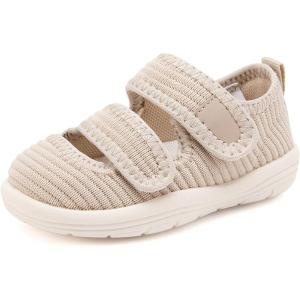 imageBMCiTYBM Baby Walking Shoes Infant Boy Girl First Walker Sneakers Breathable Lightweight NonSlip Barefoot Shoes 6 9 12 18 24 Months2 Strap Camel