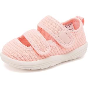 imageBMCiTYBM Baby Walking Shoes Infant Boy Girl First Walker Sneakers Breathable Lightweight NonSlip Barefoot Shoes 6 9 12 18 24 Months2 Strap Pink