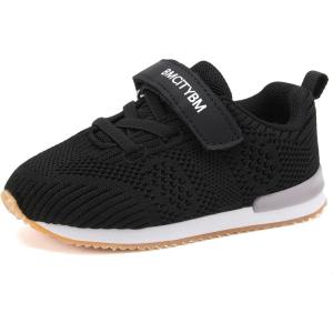 imageBMCiTYBM Toddler Shoes Boys Girls Barefoot Shoes Kids Breathable Sneakers Tennis Shoes for Running Walking Athletic SportsAblack