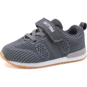 imageBMCiTYBM Toddler Shoes Boys Girls Barefoot Shoes Kids Breathable Sneakers Tennis Shoes for Running Walking Athletic SportsAgrey