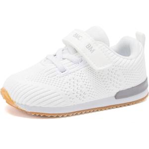 imageBMCiTYBM Toddler Shoes Boys Girls Barefoot Shoes Kids Breathable Sneakers Tennis Shoes for Running Walking Athletic SportsAwhite