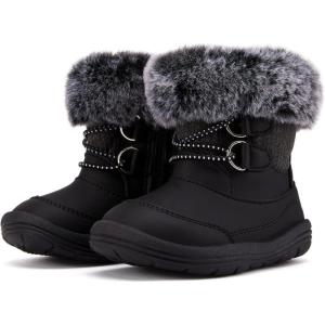 imageBMCiTYBM Toddler Snow Boots Baby Boys Girls Winter Warm Boots Infant High Top Shoes Faux Fur Bootie for Cold Weather OutdoorChevron Black