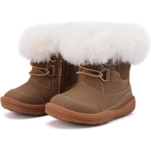 imageBMCiTYBM Toddler Snow Boots Baby Boys Girls Winter Warm Boots Infant High Top Shoes Faux Fur Bootie for Cold Weather OutdoorChevron Brown