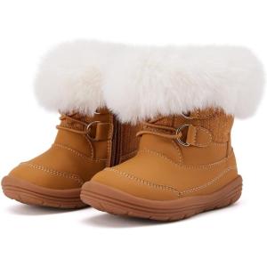 imageBMCiTYBM Toddler Snow Boots Baby Boys Girls Winter Warm Boots Infant High Top Shoes Faux Fur Bootie for Cold Weather OutdoorChevron Camel