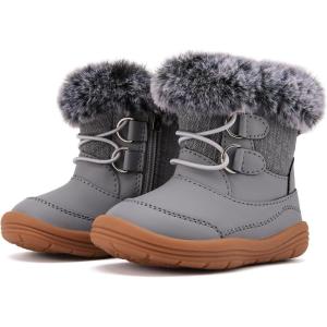 imageBMCiTYBM Toddler Snow Boots Baby Boys Girls Winter Warm Boots Infant High Top Shoes Faux Fur Bootie for Cold Weather OutdoorChevron Grey