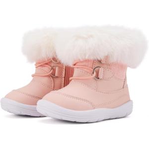imageBMCiTYBM Toddler Snow Boots Baby Boys Girls Winter Warm Boots Infant High Top Shoes Faux Fur Bootie for Cold Weather OutdoorChevron Pink
