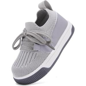 imageBMCiTYBM Baby Walking Shoes Infant Boys Girls Slip On Tennis Sneakers Lightweight Barefoot Sock Shoes Outdoor Indoor NonSlip Sneakers for Toddler 6 9 12 18 24 MonthsBgrey