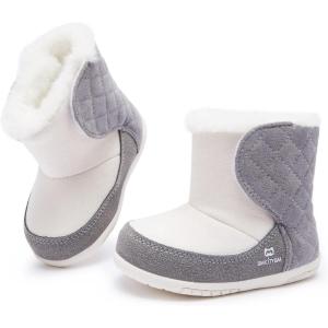 imageBMCiTYBM Baby Snow Boots Boys Girls Winter Warm Shoes Lightweight Outdoor Shoes for Infant Toddler 6 9 12 18 24 MonthsAgrey