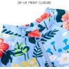 imageBMCiTYBM Baby Girls Swimsuits Long Sleeve Zipper One Piece UPF 50 Sun Protection Swimwear Rash GuardBlue Flower