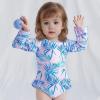 imageBMCiTYBM Baby Girls Swimsuits UPF 50 Sun Protection Swimwear Onepiece Infant Bathing Suit 0 3 6 9 12 15 18 24 MonthsPink Blue Leaves