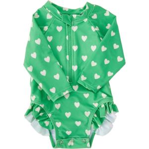 imageBMCiTYBM Baby Girls Swimsuits UPF 50 Sun Protection Swimwear Onepiece Infant Bathing Suit 0 3 6 9 12 15 18 24 MonthsGreen Heart