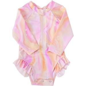 imageBMCiTYBM Baby Girls Swimsuits UPF 50 Sun Protection Swimwear Onepiece Infant Bathing Suit 0 3 6 9 12 15 18 24 MonthsPink Orange Gradient