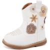 imageBMCiTYBM Baby Cowboy Cowgirl Boots Infant Western Shoes Boys Girls Round Toe Boots All Seasons 624 MonthsWhite