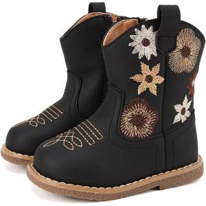 imageBMCiTYBM Baby Cowboy Cowgirl Boots Infant Western Shoes Boys Girls Round Toe Boots All Seasons 624 MonthsBlack