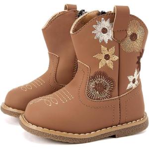 imageBMCiTYBM Baby Cowboy Cowgirl Boots Infant Western Shoes Boys Girls Round Toe Boots All Seasons 624 MonthsBrown