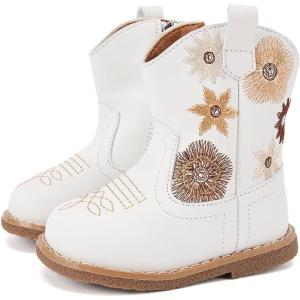 imageBMCiTYBM Baby Cowboy Cowgirl Boots Infant Western Shoes Boys Girls Round Toe Boots All Seasons 624 MonthsWhite