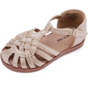 imageBMCiTYBM Toddler Girls Sandals Closed Toe Princess Flat Shoes Summer Glitter Dressy SandalsGold