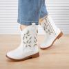 imageBMCiTYBM Toddler Girls Cowboy Cowgirl Boots Little Kids Pointed Toe Western Boots Mid Calf Side Zipper Riding Shoes for All Seasons ToddlerLittle KidAwhite