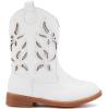 imageBMCiTYBM Toddler Girls Cowboy Cowgirl Boots Little Kids Pointed Toe Western Boots Mid Calf Side Zipper Riding Shoes for All Seasons ToddlerLittle KidAwhite