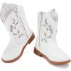 imageBMCiTYBM Toddler Girls Cowboy Cowgirl Boots Little Kids Pointed Toe Western Boots Mid Calf Side Zipper Riding Shoes for All Seasons ToddlerLittle KidAwhite