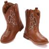 imageBMCiTYBM Toddler Girls Cowboy Cowgirl Boots Little Kids Pointed Toe Western Boots Mid Calf Side Zipper Riding Shoes for All Seasons ToddlerLittle KidAbrown