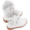 imageBMCiTYBM Toddler Girls Cowboy Cowgirl Boots Little Kids Pointed Toe Western Boots Mid Calf Side Zipper Riding Shoes for All Seasons ToddlerLittle KidAwhite