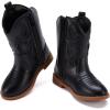 imageBMCiTYBM Toddler Girls Cowboy Cowgirl Boots Little Kids Pointed Toe Western Boots Mid Calf Side Zipper Riding Shoes for All Seasons ToddlerLittle KidAblack