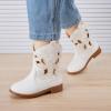 imageBMCiTYBM Toddler Girls Cowboy Cowgirl Boots Little Kids Pointed Toe Western Boots Mid Calf Side Zipper Riding Shoes for All Seasons ToddlerLittle KidBwhite