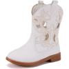 imageBMCiTYBM Toddler Girls Cowboy Cowgirl Boots Little Kids Pointed Toe Western Boots Mid Calf Side Zipper Riding Shoes for All Seasons ToddlerLittle KidBwhite